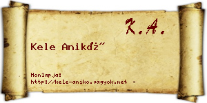 Kele Anikó névjegykártya