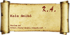 Kele Anikó névjegykártya